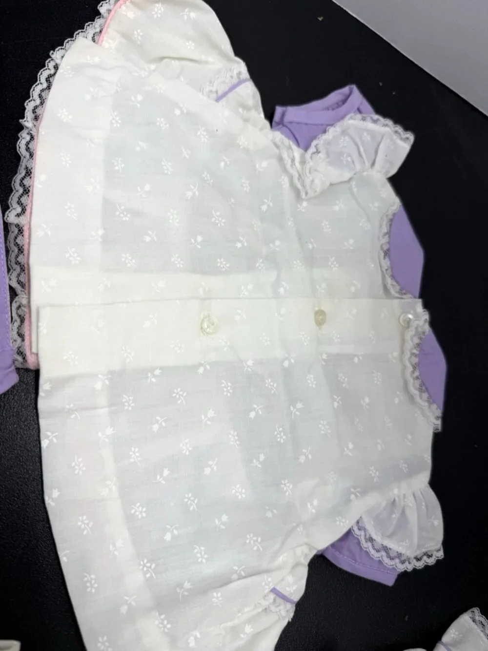 Vintage Lot Of 2 Baby Doll Dresses And Diaper Covers Bonnet Gloves Purple